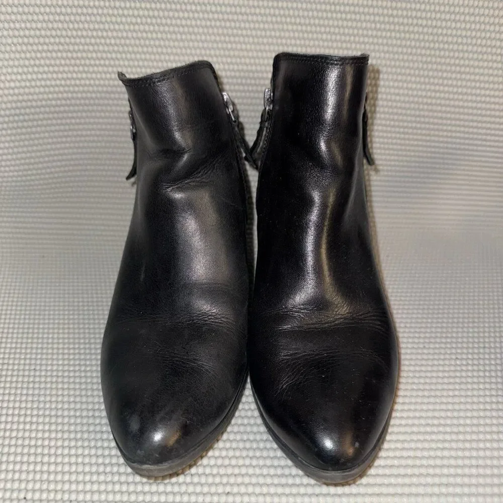 FRYE Judith Black Leather Zip Heeled Casual Ankle Bootie Boots Womens Size 7M